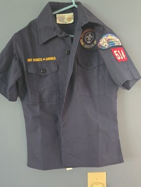 Navy Blue Kids Boy Scout Shirt - Official Patch Detail